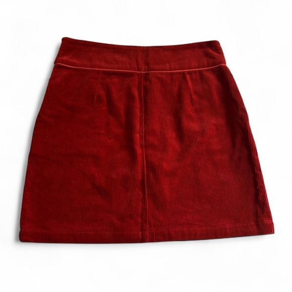 Sundance Red Orange Corduroy Mini Skirt M A-Line Mod Fall Pockets High Waist - Picture 2 of 5